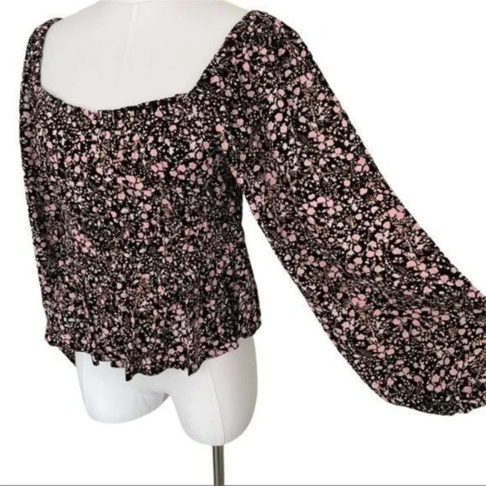 J. Crew Puff sleeve Drapey Crepe Top Fall Garden Floral Size M and L NWT